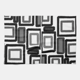 Paño De Cocina Bloques geométricos de gris negro