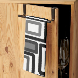 Paño De Cocina Bloques geométricos de gris negro
