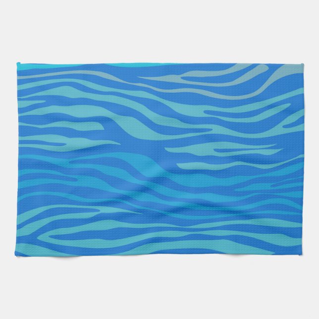 Paño De Cocina Blue Abstract Zebra Stripe (Horizontal)