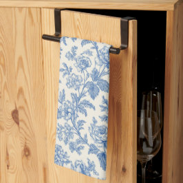 Paño De Cocina Blue and Cream Floral Toile de Jouy
