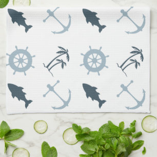 Paño De Cocina Blue Beach Anchors Palm Trees