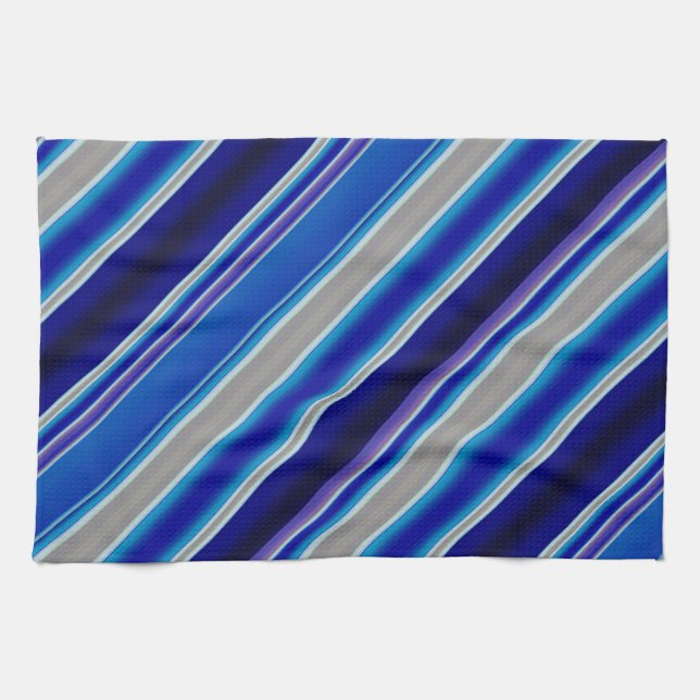 Paño De Cocina Blue Beige and Lavender Stripes (Horizontal)