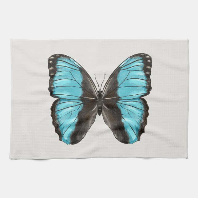 Paño De Cocina Blue Butterfly Insectos Art Nature Lover (Horizontal)