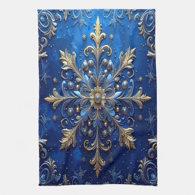 Paño De Cocina Blue Decorative Holiday Kitchen Towel (Vertical)
