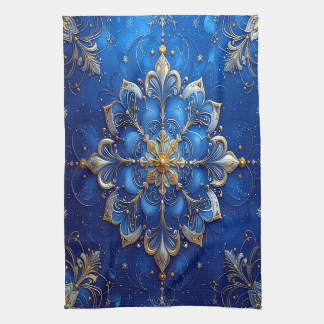 Paño De Cocina Blue Decorative Holiday Kitchen Towel (Vertical)
