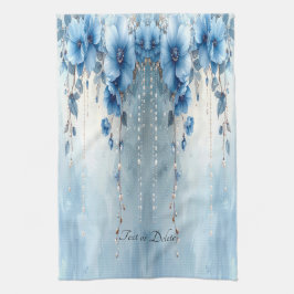 Paño De Cocina Blue Flowers and Pearls Kitchen Towel