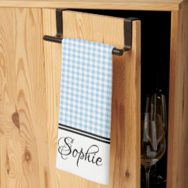 Paño De Cocina Blue Gingham Personalizado