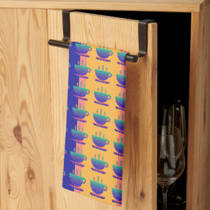 Paño De Cocina Blue Green Cup Of Java Rainbow Stripe