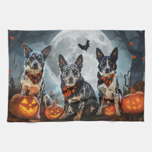 Paño De Cocina Blue Heeler de Halloween Espeluznante