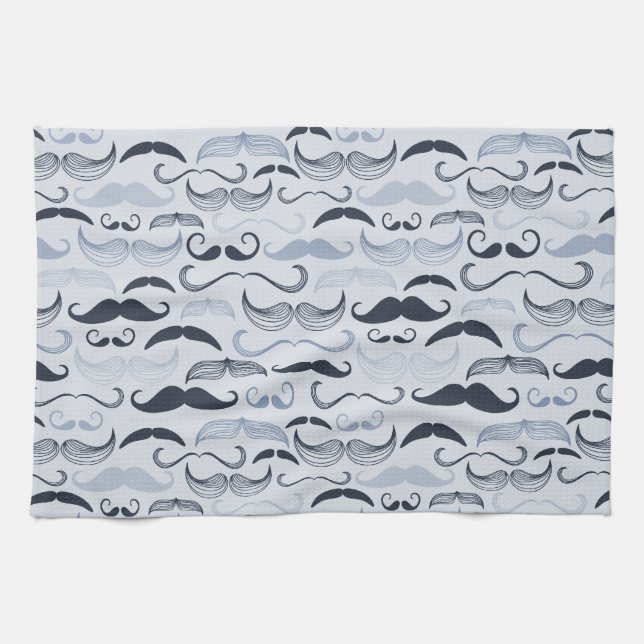 Paño De Cocina Blue Hipster Mustaches (Horizontal)