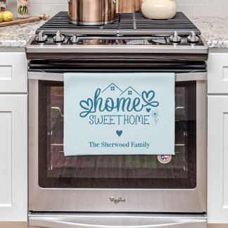 Paño De Cocina Blue Home Sweet Home Personalizado