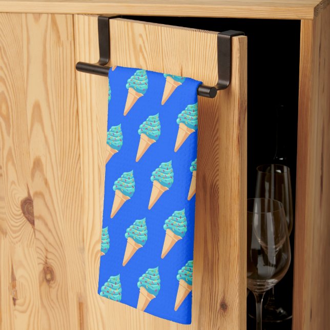 Paño De Cocina Blue Ice Creams Pattern on Blue (Pliegue de tercios)