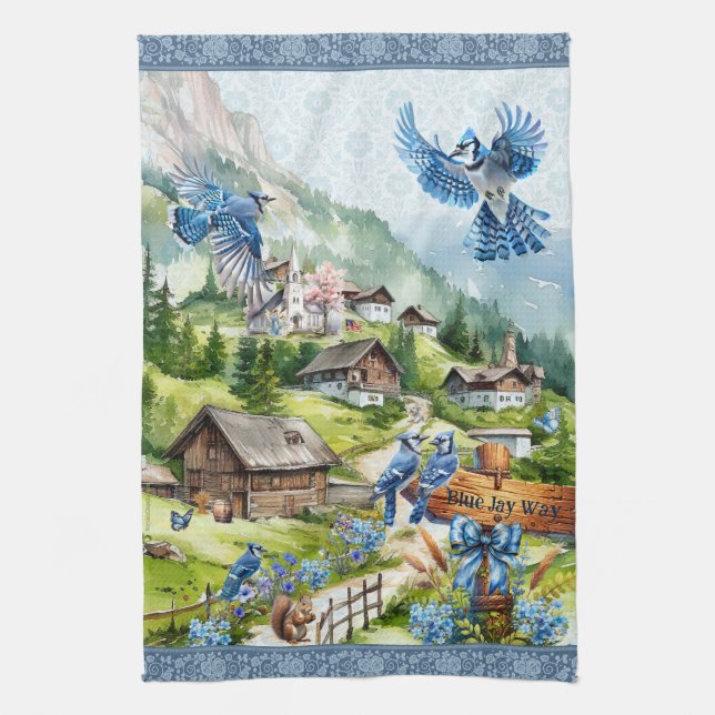 Paño De Cocina Blue Jay Way Bluejays en Heavenly Mountain Village (Vertical)