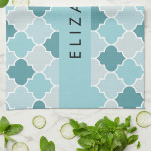 Paño De Cocina Blue Moroccan Trellis, Quatrefoil, tu nombre