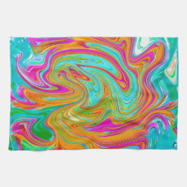 Paño De Cocina Blue, Naranja y Hot Pink Groovy Resumen retro