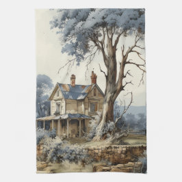 Paño De Cocina Blue Sepia BrownToile Farmhouse Countryside