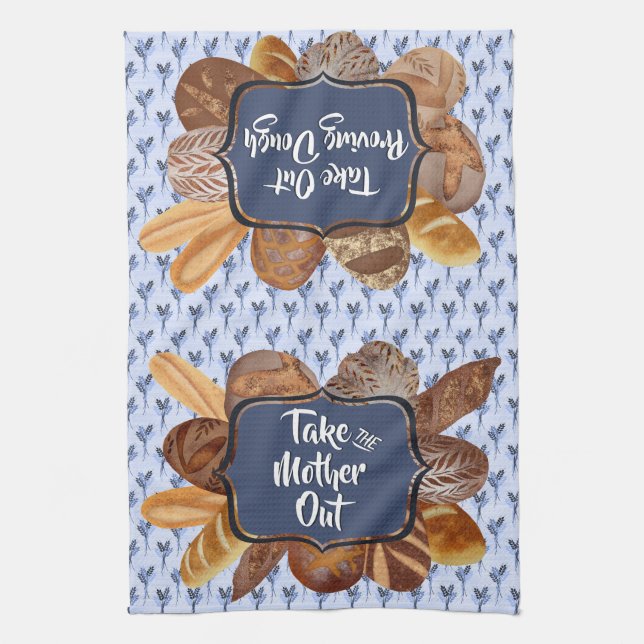 Paño De Cocina Blue Sourdough Baking Personalizado (Vertical)