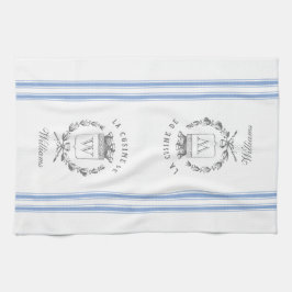 Paño De Cocina Blue Vintage Style French Sack con nombre personal