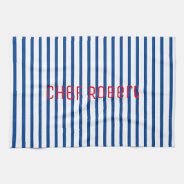 Paño De Cocina Blue White Stripes Chef Robert Tu Nombre Cocina