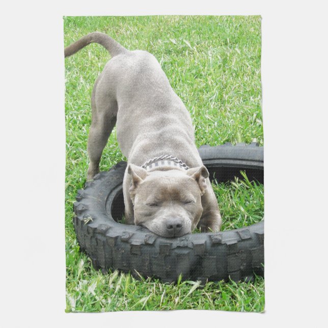 Paño De Cocina Blue Young Staffordshire Bull Terrier, (Vertical)