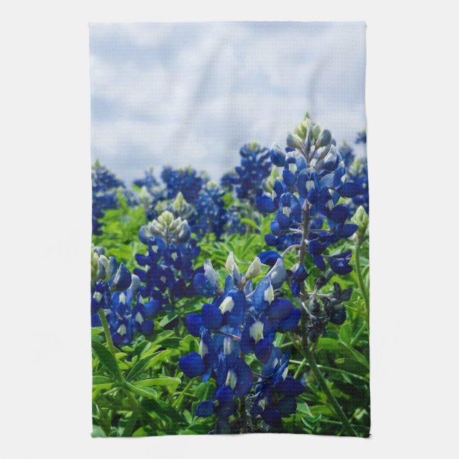 Paño De Cocina Bluebonnets Blue Floral Texas Texan Elegant (Vertical)