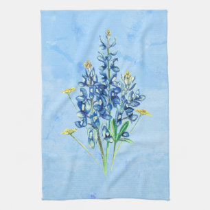 Paño De Cocina Bluebonnets sobre fondo azul