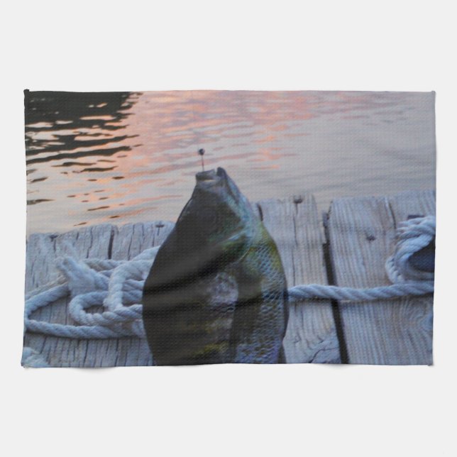 Paño De Cocina Bluegill al atardecer Lago Arrowhead (Horizontal)