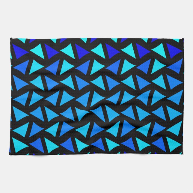 Paño De Cocina Blues del patrón abstracto (Horizontal)