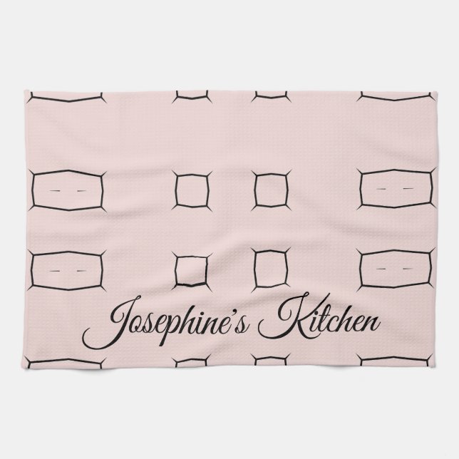 Paño De Cocina Blush Pink Black Personalized Geometric Minimal (Horizontal)