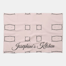 Paño De Cocina Blush Rosa Negro Personalizado Geométrico Minimali