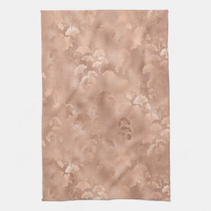 Paño De Cocina Blush Rosa Oro Hojas de Ginkgo Elegante Botánico 8