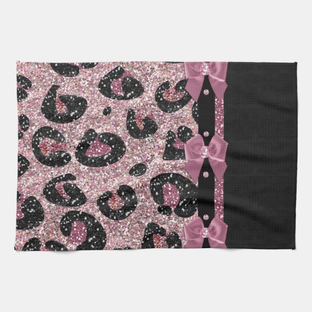 Paño De Cocina Bocas de cinta de cinta de papel de leopardo rosa  (Horizontal)