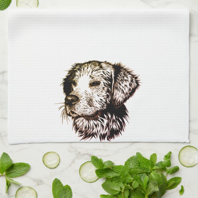 Paño De Cocina Boceto de cachorro marrón (Doblado)