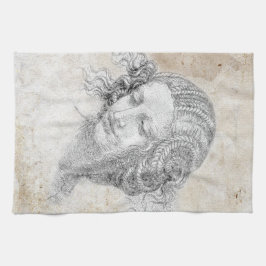 Paño De Cocina Boceto de Leonardo DaVinci Leda Pergamino Arte Ele