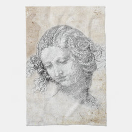 Paño De Cocina Boceto de Leonardo DaVinci Leda Pergamino Arte Ele