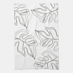 Paño De Cocina Boda Botánica Monstera Blanco Negro