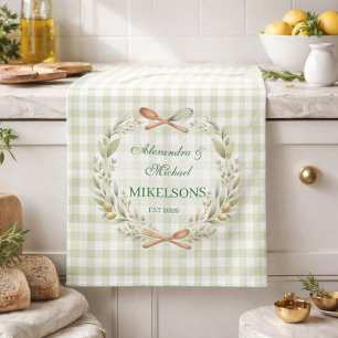 Paño De Cocina Boda de recién casados personalizada en gingham ve