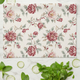 Paño De Cocina Boda floral de crema roja bastante chic