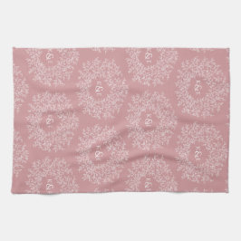 Paño De Cocina Boda monograma rosa dibujado a mano