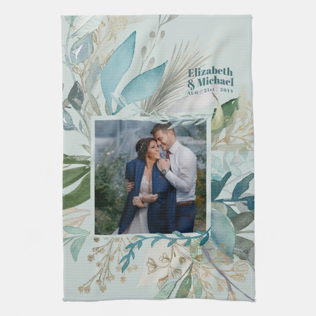Paño De Cocina Boda Regalo de foto GREENERY Moda Personalizado mo (Vertical)