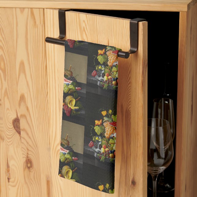 Paño De Cocina Bodegón de frutas abundantes de Severin Roesen (Pliegue de tercios)