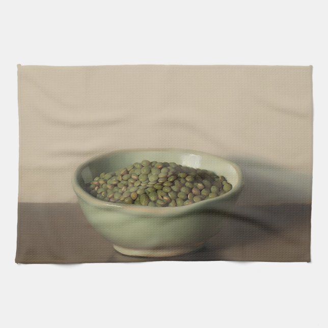 Paño De Cocina Bodegón de Lentejas Verdes (Horizontal)