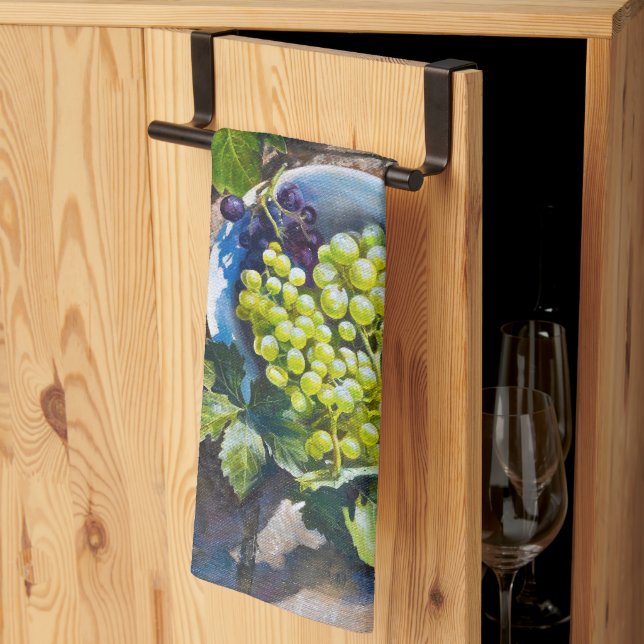 Paño De Cocina Bodegón de Uva Verde Pintura (Pliegue de tercios)