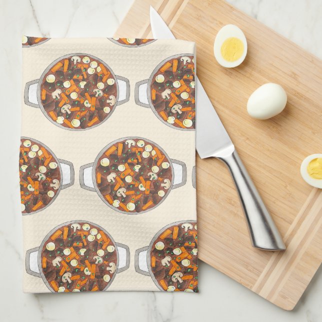 Paño De Cocina Boeuf Bourguignon Beef Burgundy Stew comida france (Doblado Cuarto)