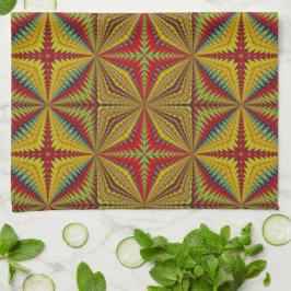 Paño De Cocina Bohemia Hippie Rojo Amarillo Vintage