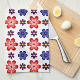 Paño De Cocina Boho Blue Purple Red Flowers Kitchen Towel