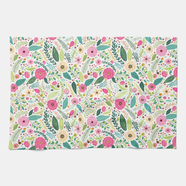Paño De Cocina Boho caprichoso Pink rose garden (Horizontal)