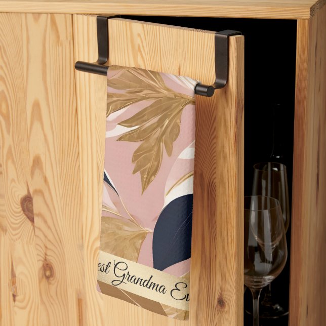 Paño De Cocina Boho de oro rosa de Rubor deja colección moderna (Pliegue de tercios)