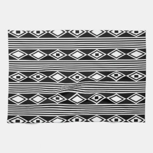 Paño De Cocina Boho Diamonds Stripes White Black