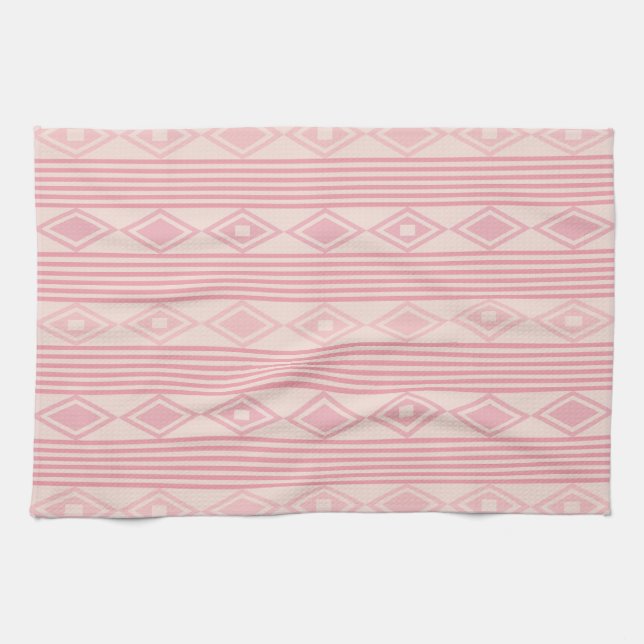 Paño De Cocina Boho Diamonds Strips Pink Vanilla (Horizontal)